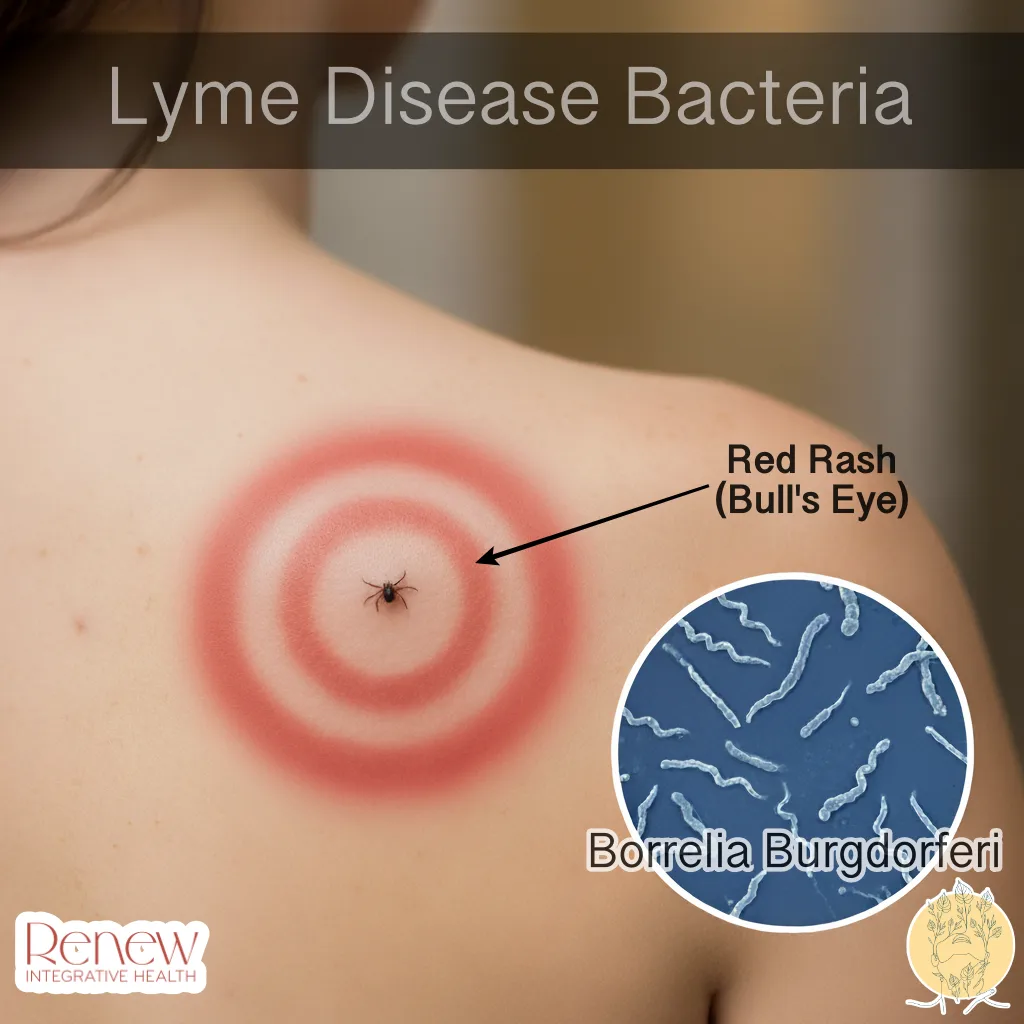 lyme disease demonstration tick byte of bacteria borrelia burgdorferi